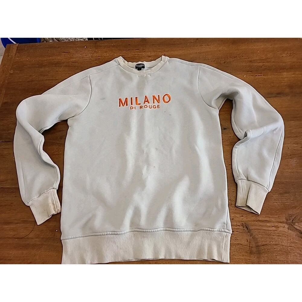 Milano Di Rouge Men’s White Orange Sweatshirt Size S